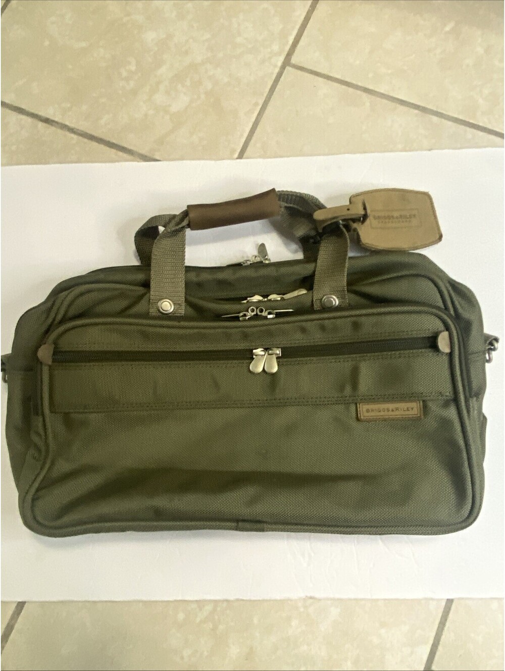 Briggs & Riley Baseline Travelware Nylon Cabin Duffle Bag 18x12 Inch Olive Green